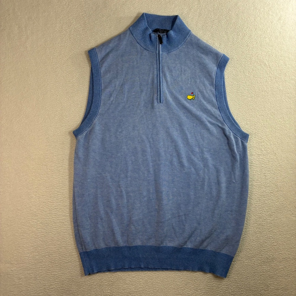 Masters Collection Augusta National‎ Quarter Zip Sweater Vest Mens XL Blue Golf